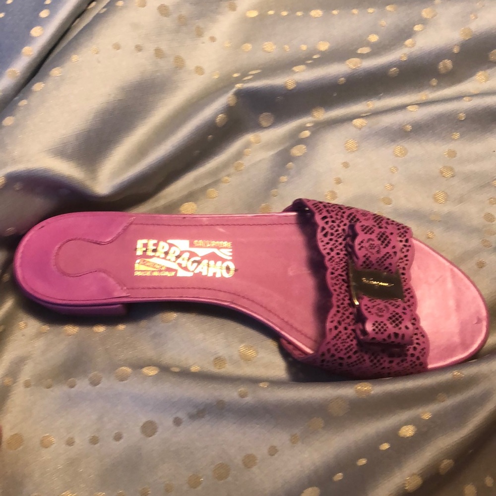 Pink Ferragamo slides